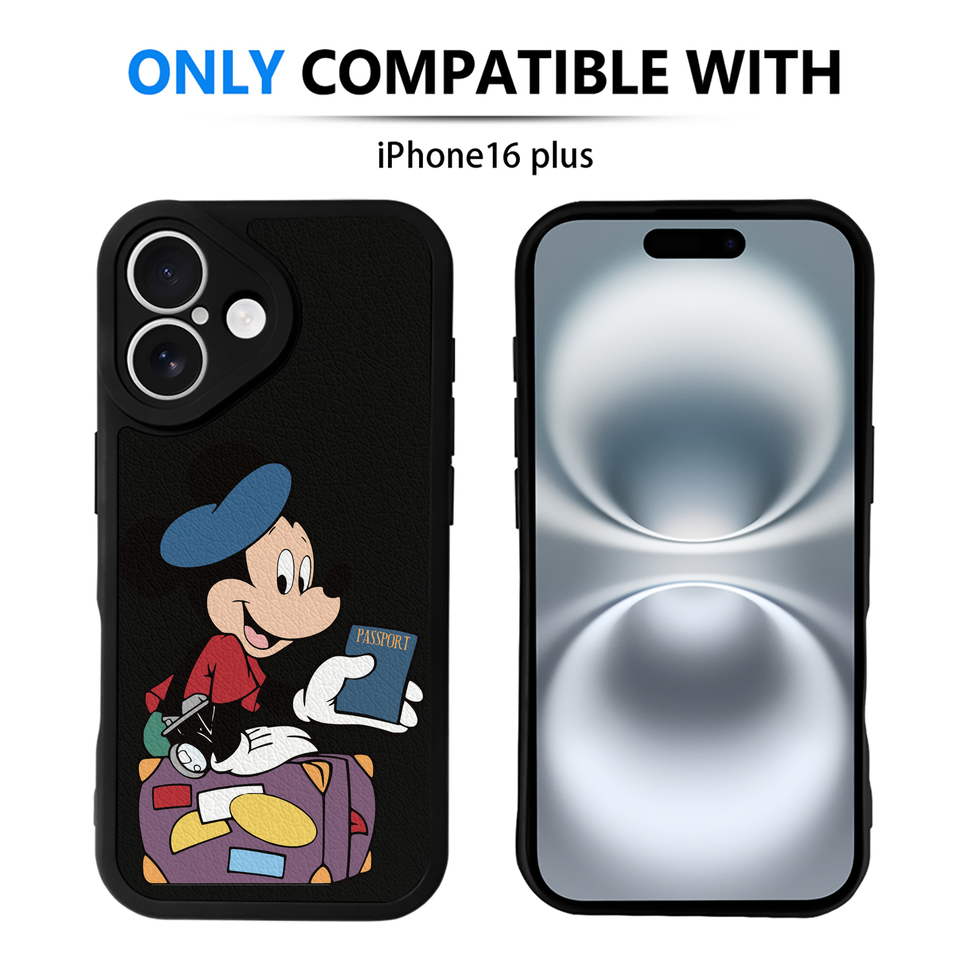 （画像用） ミッキーマウス Mickey Mouse 【iPhone 16シリーズ対応】シリコンスマホケース（レザー調） 材質：シリコン
